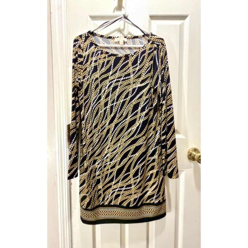 Michael Kors Women's Chain Pearl Border Shift Dress Size Large